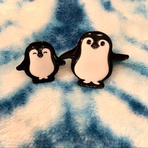 Penguin enamel pin brooch set